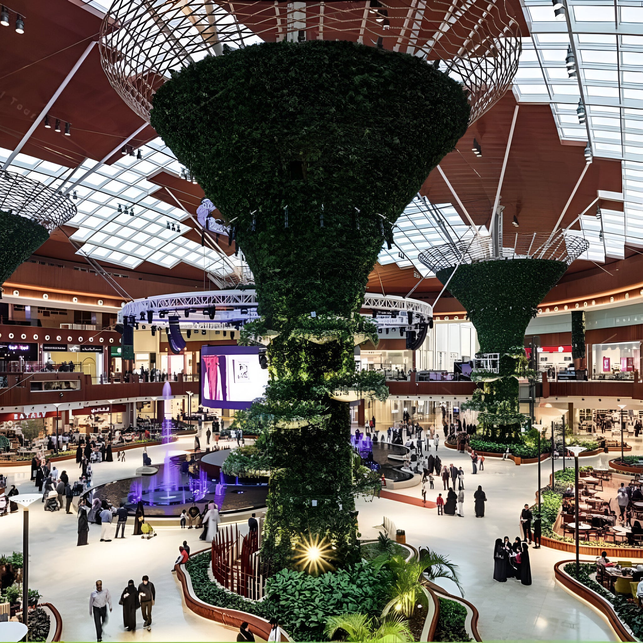 Visitors enjoying a luxury shopping experience in Doha, browsing high-end boutiques and exclusive stores.