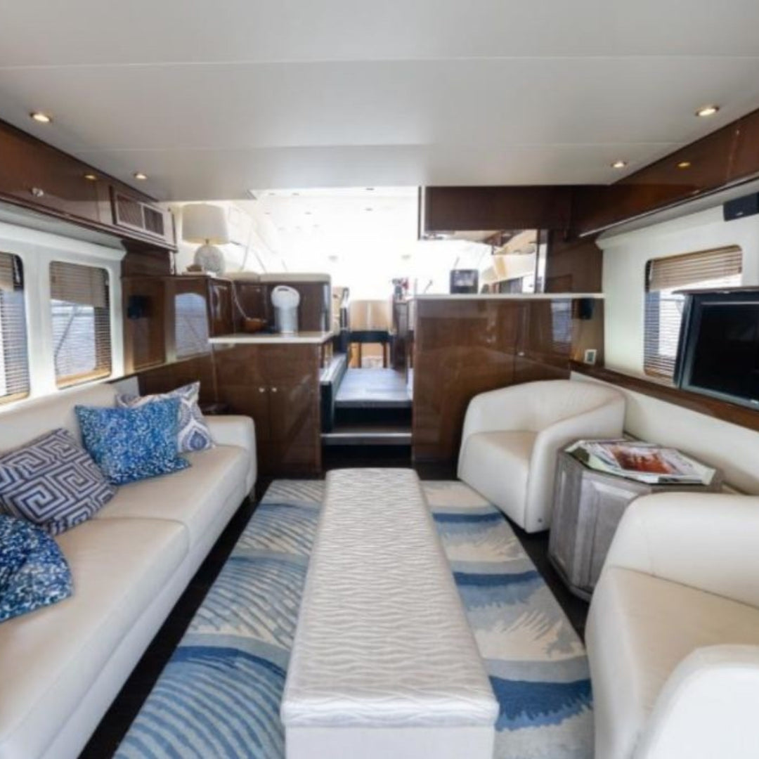 Interior of the Marquis Yacht featuring spacious seating and elegant lounge areas for a comfortable, relaxing cruise.