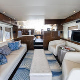 Interior of the Marquis Yacht featuring spacious seating and elegant lounge areas for a comfortable, relaxing cruise.