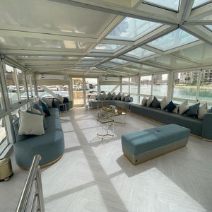 Unwind in style with Qatar’s Luxury House Boat — a modern floating home offering beautiful views, soft waves, and a one-of-a-kind sea escape.
